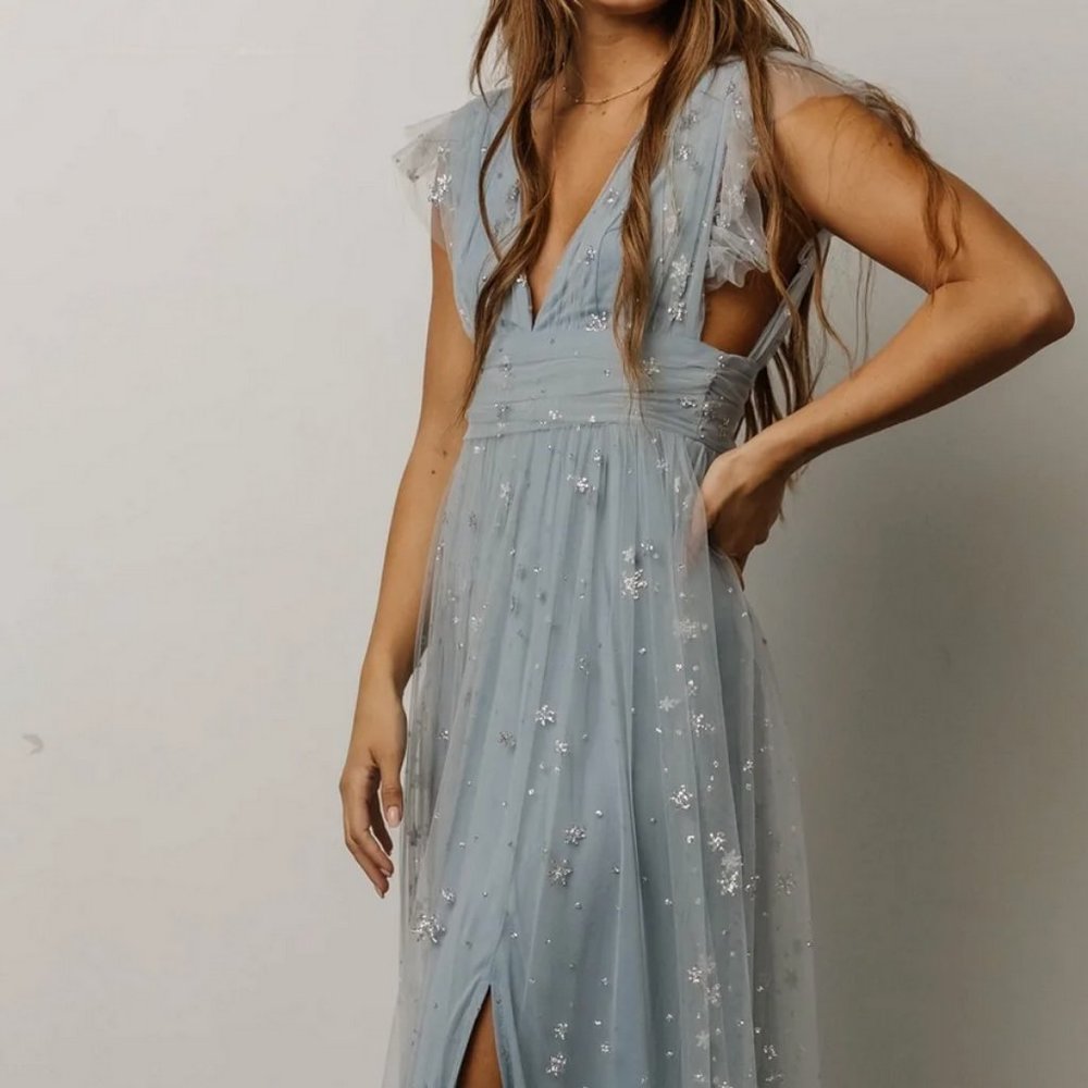 Baltic Born Nova Shimmer Dress - Dusty Blue
